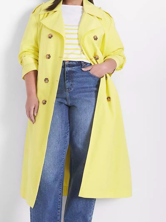 Lane Bryant Jackets & Blazers - Lane Bryant Bright Yellow Double-Breasted Trench Coat